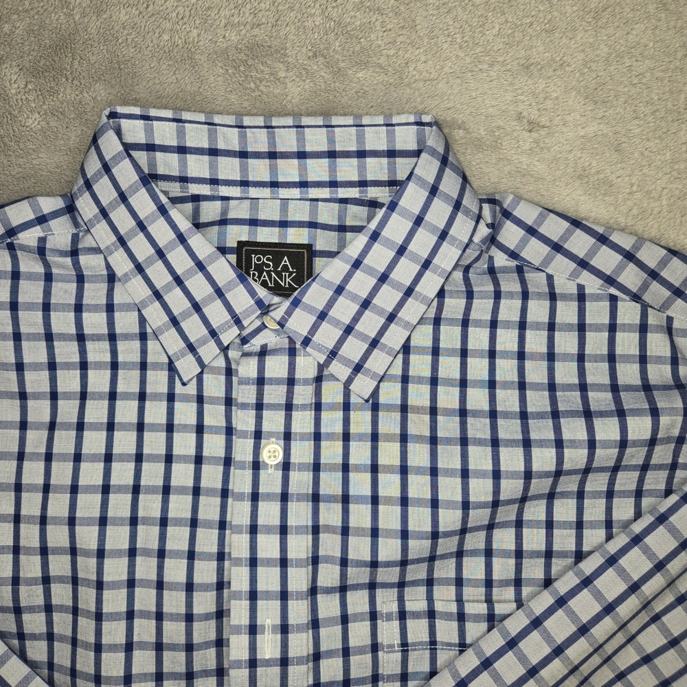 Jos. A. Bank Traveler Tailored Fit Button Down Shirt Bundle Mens L Gingham Blue - Picture 8 of 13